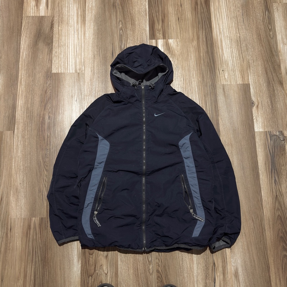 Vintage 90’s Nike Reversible blue & gray windbreaker jacket • Size Medium